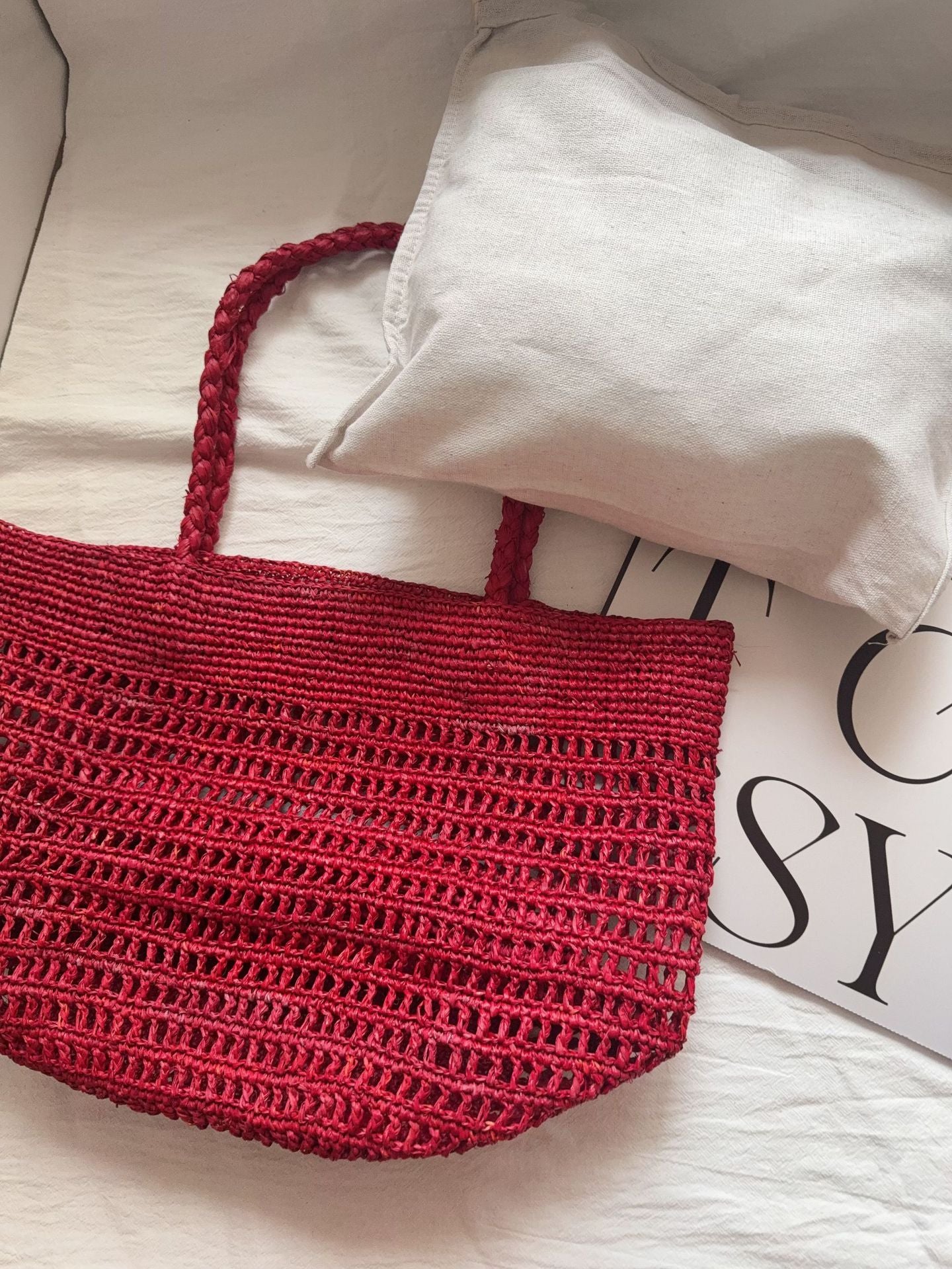 Women's Summer Natural Raffia Hand Crochet Hollow Handmade Woven Seaside Women's Shoulder Bag