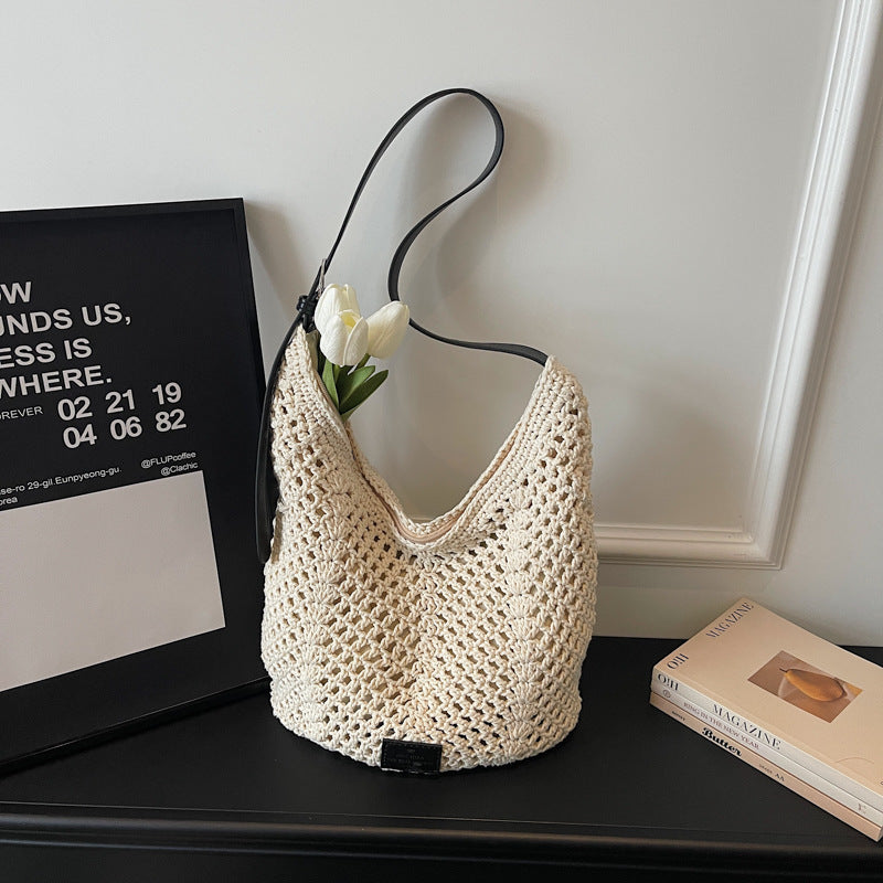 Women's Loose Large Capacity Summer Hollow Woven Tote Bags