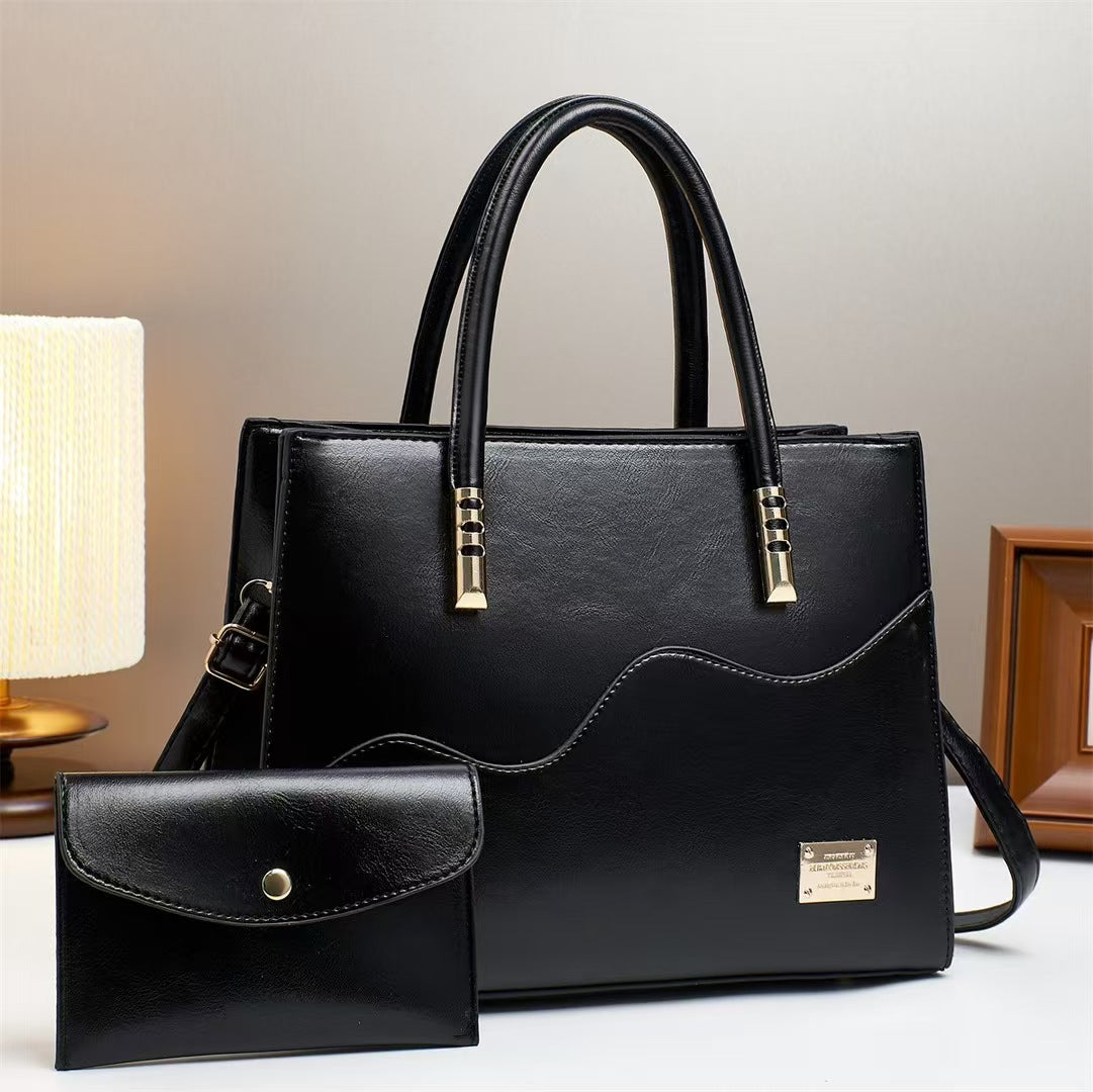Women's Commuter Color Matching Advanced Sense Large Tote Bag