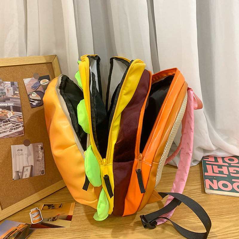 Women's Summer Cute Hamburger Cartoon Large Capacity Backpacks