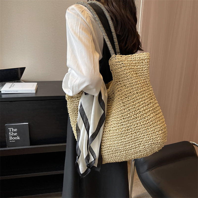 Women's Capacity Straw Woven Summer Seaside Vacation Bags