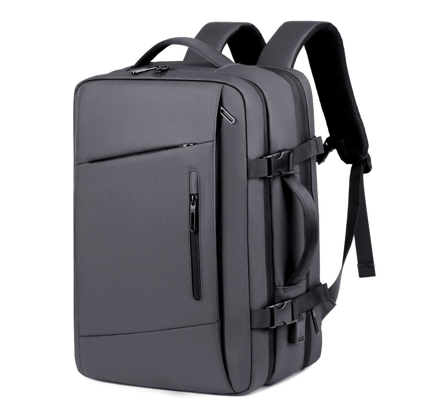 Men's Large Capacity High-grade Leather Expansion Vacuum Compression Business Backpack
