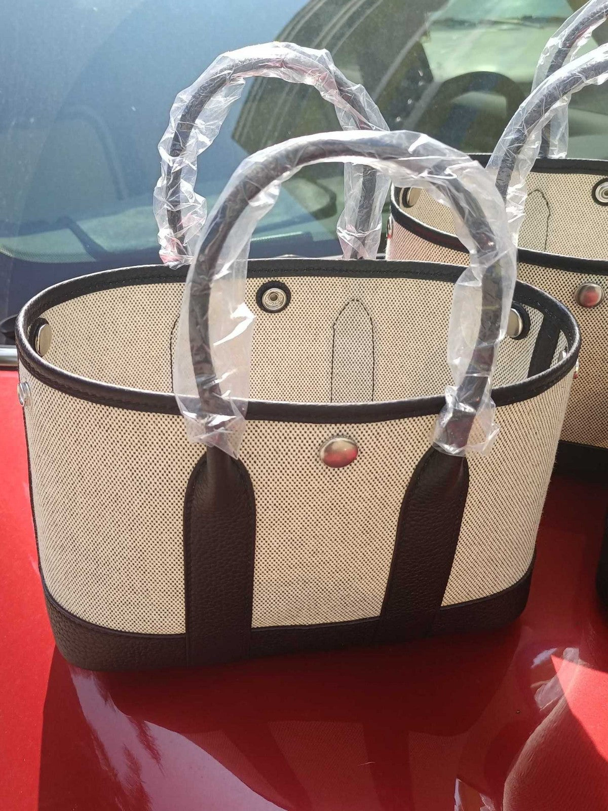 Panda Color Handmade Wax Thread Sewing Cow Handbags