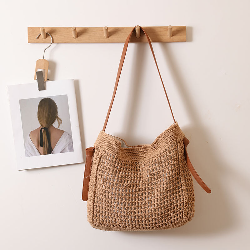 Cotton Thread Woven Hollow Shopping Fashion Women's Shoulder Bag