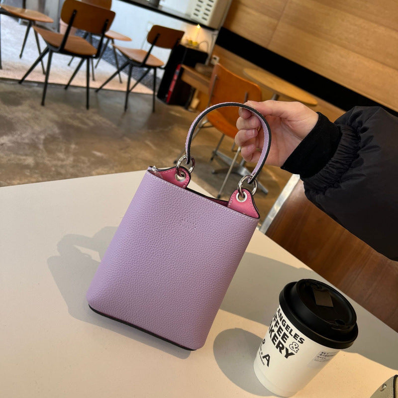 Women's Top Layer Leather Mini Portable Large Mobile Phone Bag