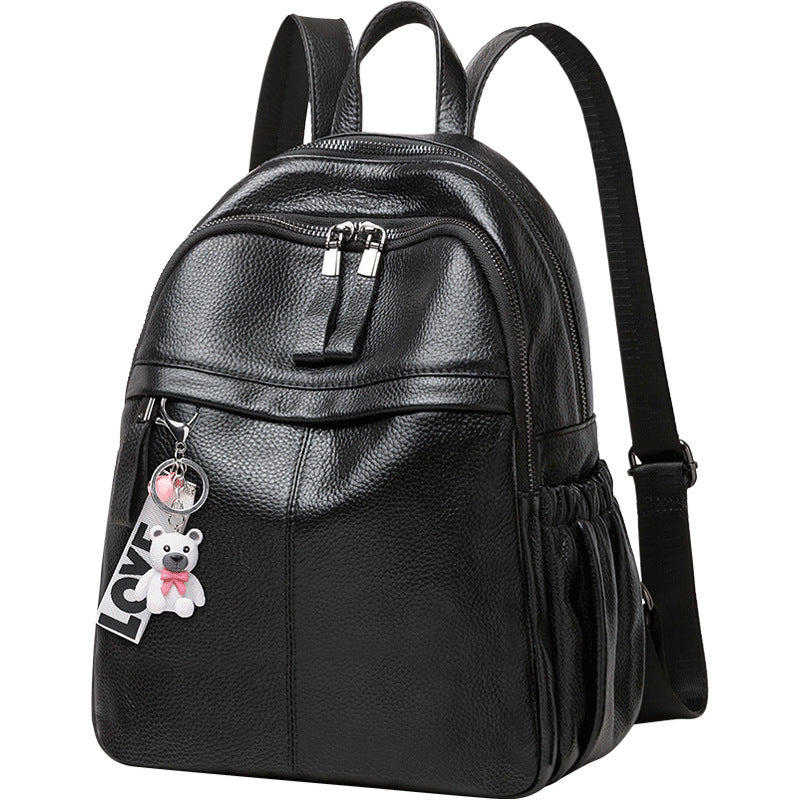 Women's Korean Style Cowhide Soft Leather Trendy Women's Backpack