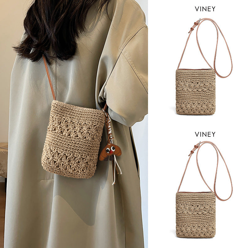 Women's Woven Summer Mobile Cotton Beach Phone Bags
