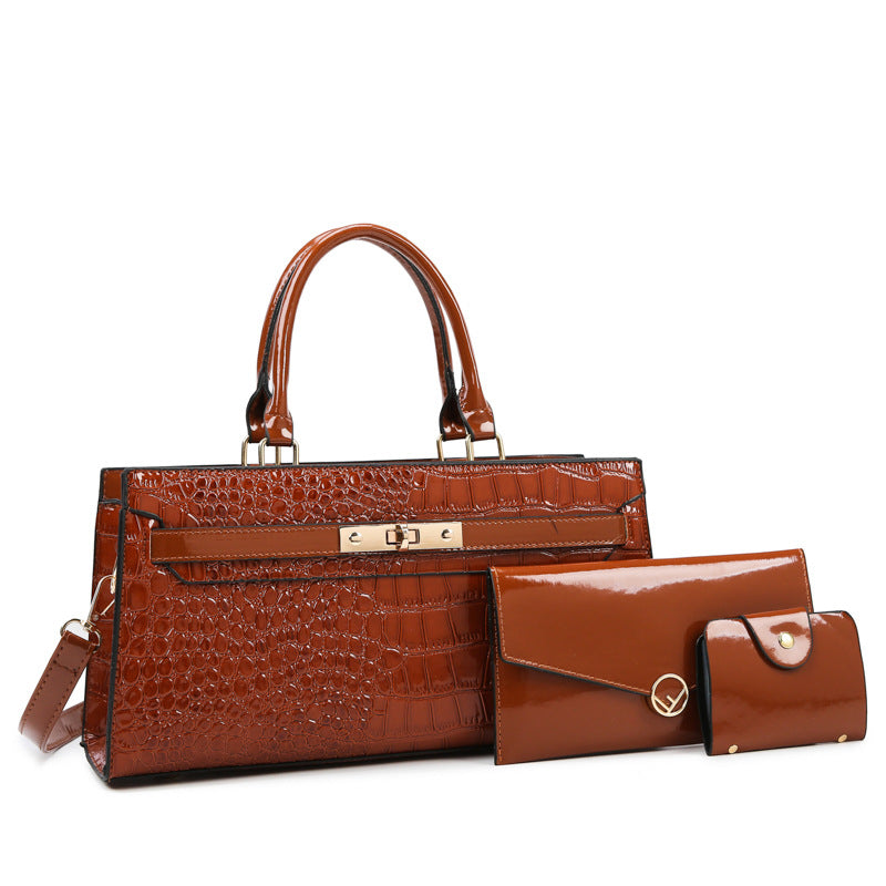 Women's Large Capacity Kelly Crocodile Pattern Portable Women's Messenger Bag