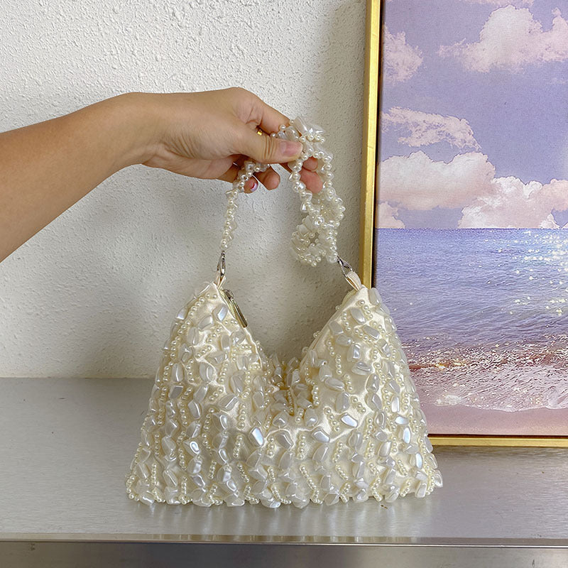 Graceful Irregular Pearl Design Light Luxury High Underarm Bag