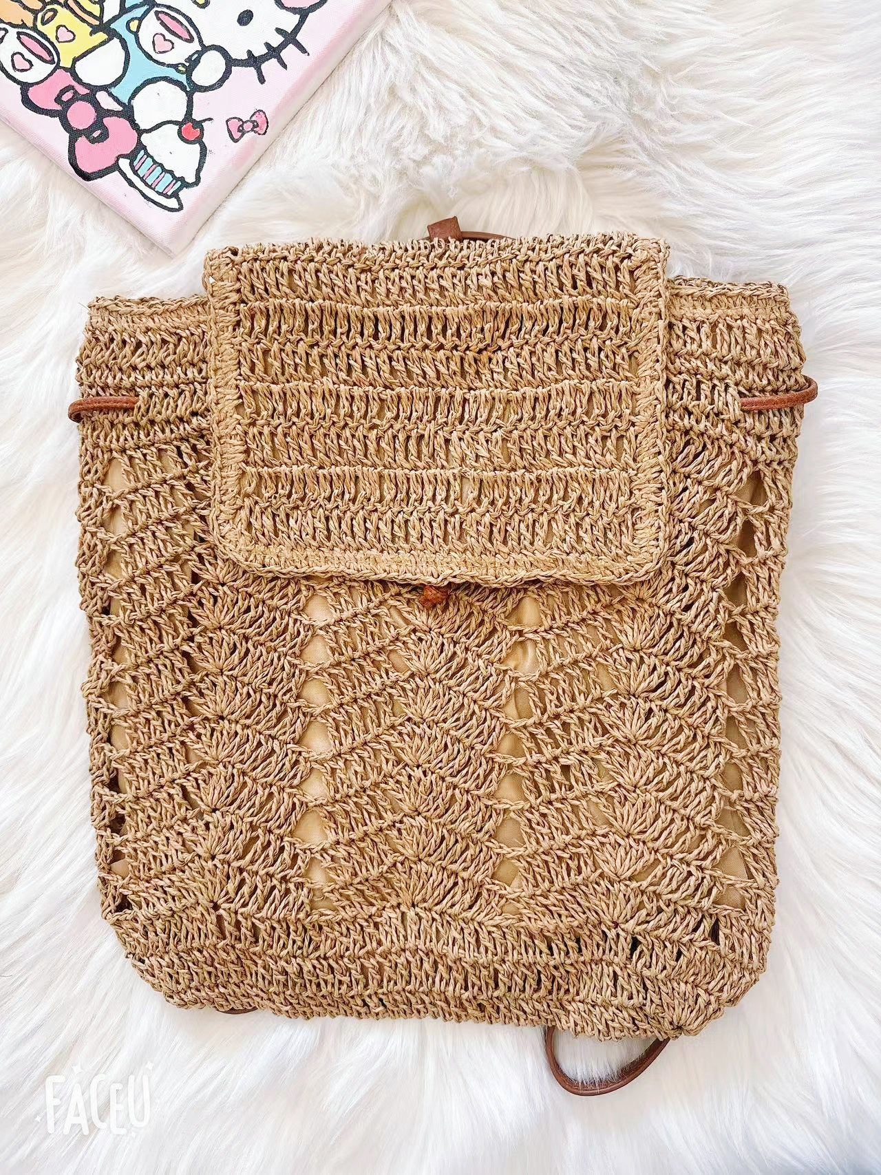 Fashion Woven Straw Female Niche Large Women's Backpack