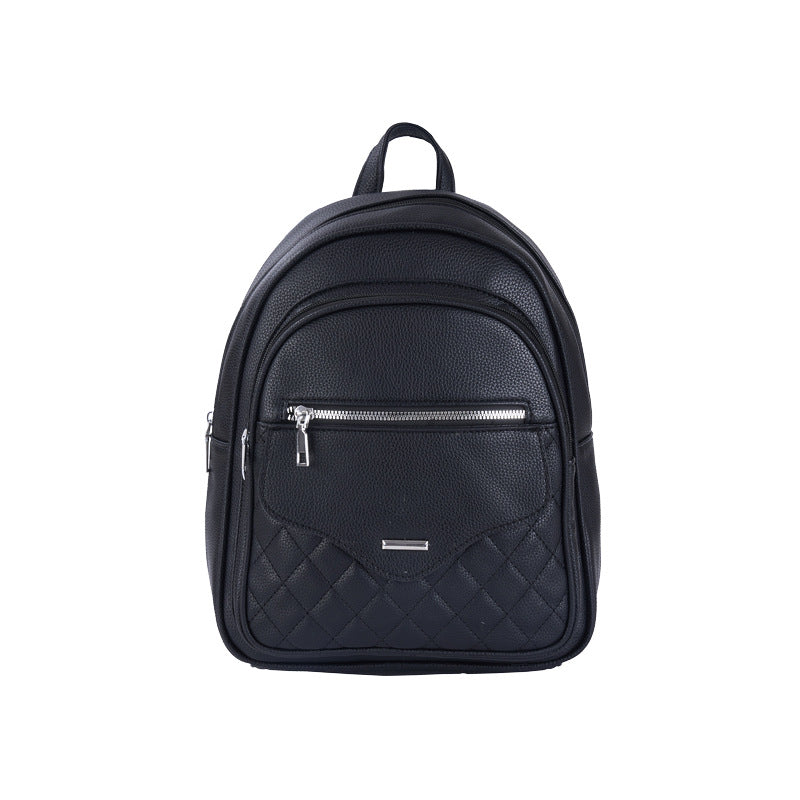 Women's Diamond Plaid Soft Leather Mini Simple Commute Solid Backpacks
