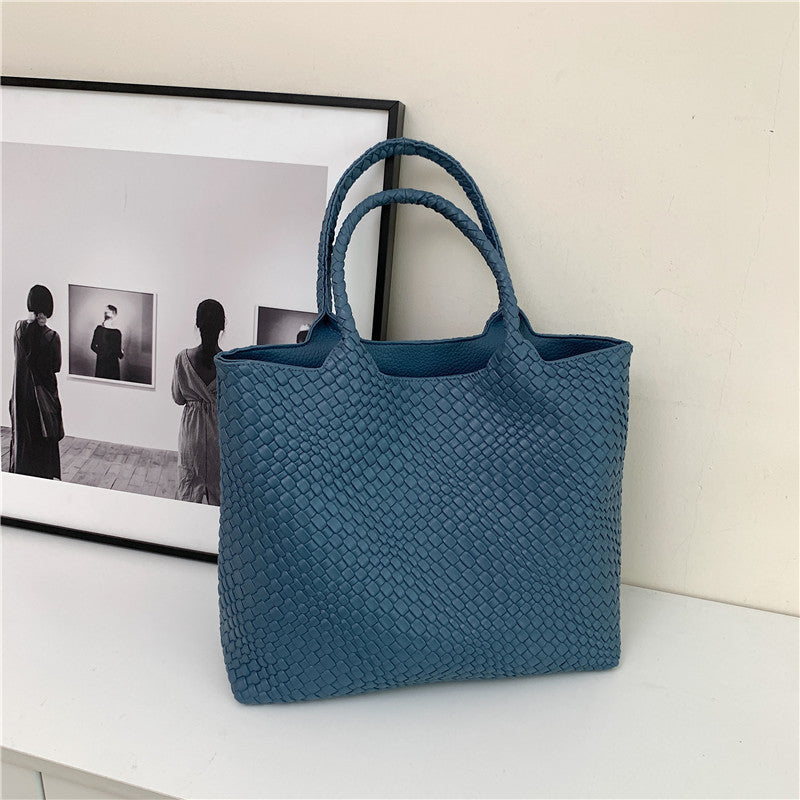 French Style High-grade Soft Leather Woven Shoulder Bags