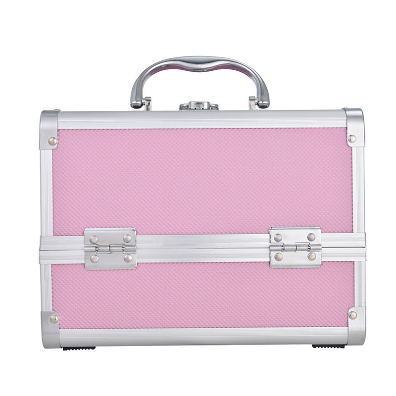 Aluminum Alloy Storage Box Large Capacity With Mirror Makeup Fixing Cosmetic Case