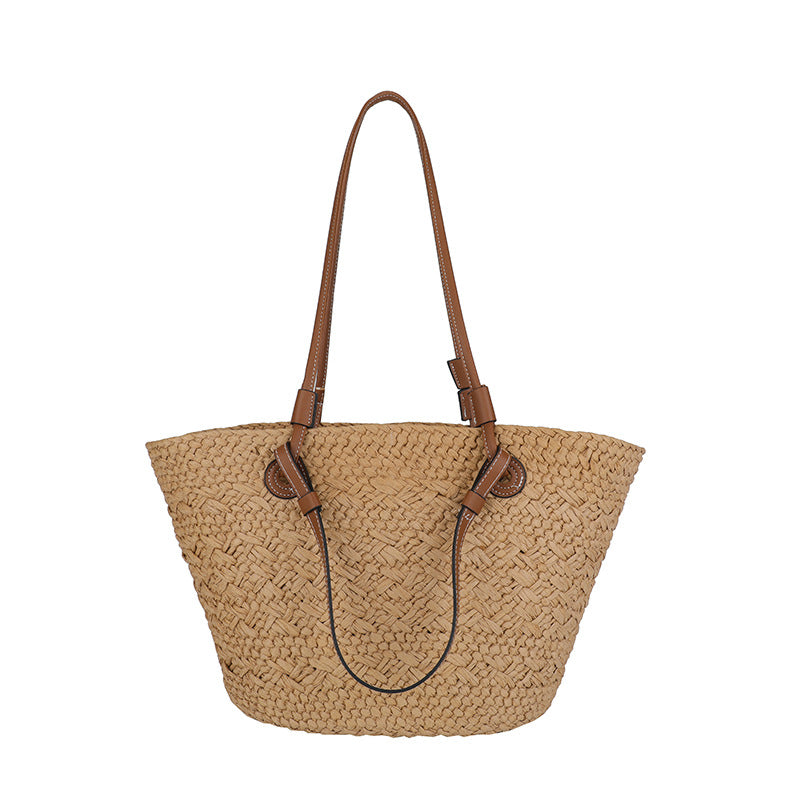 Women's Fashion Seaside Vacation Style Straw Vegetable Basket Minority Simple Large Women's Messenger Bag