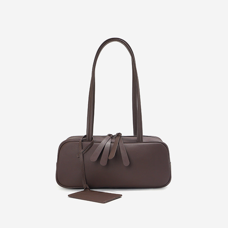 Women's Cowhide Leather Large Capacity Boston Genuine Underarm Bowling Women's Shoulder Bag