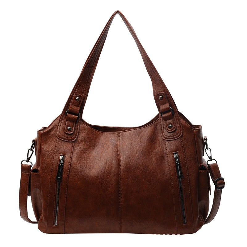Large Capacity Retro Female Stylish Good Texture Tote Bag
