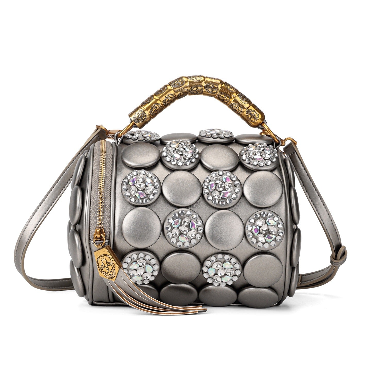 Women's High Quality Diamond Rivet Button Round Women's Handbag