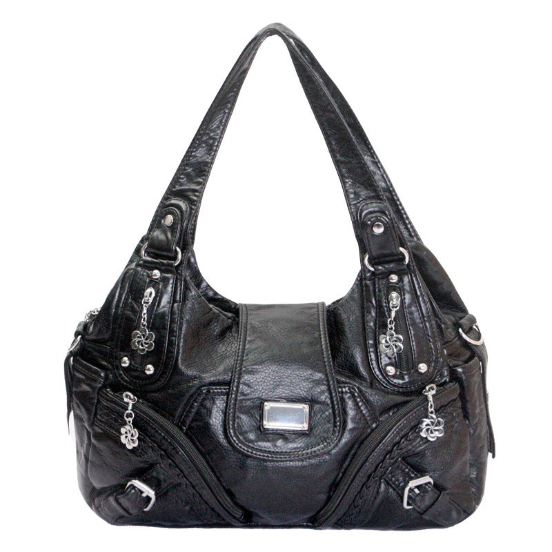 Hot Fashionable Western Style Washed Leather Women's Shoulder Bag