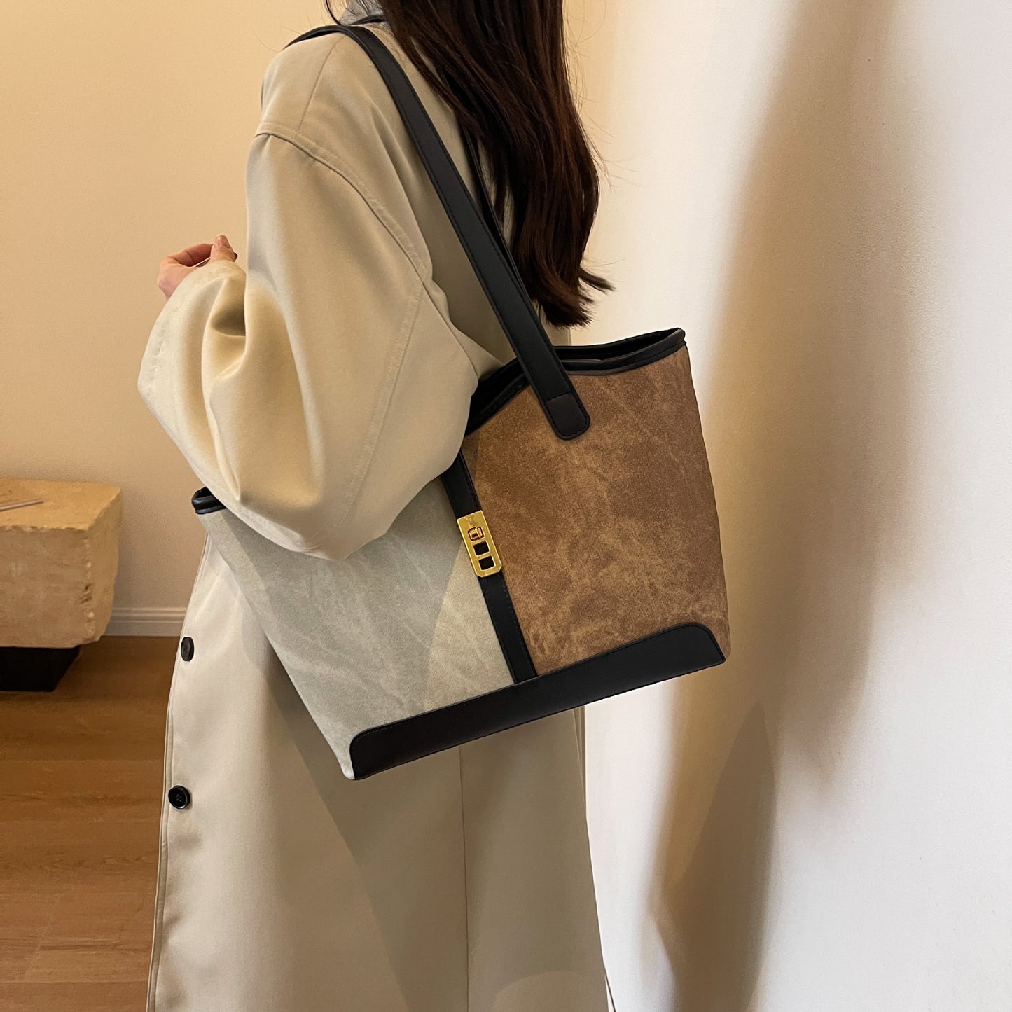 Texture Cross Body Female French Fashionable Bucket Bag