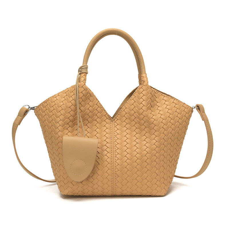 Women's Niche Texture Large Capacity Simple Woven Vegetable Tote Bag