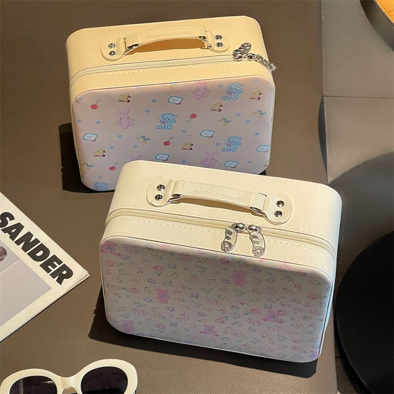 Cute Makeup With Mirror Suitcase Cosmetics Cosmetic Case