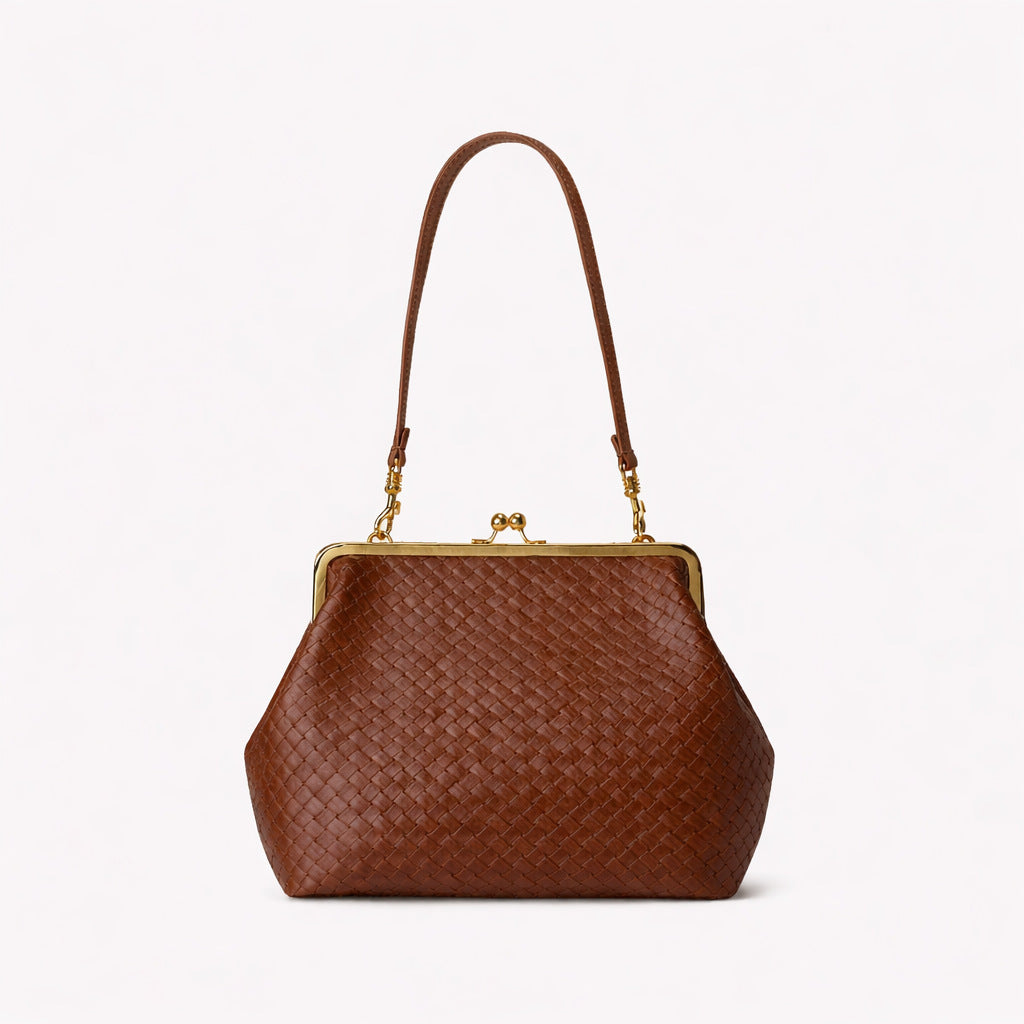 Women's Minority Design Clip Fashion Dinner Large Capacity Straw Handbags