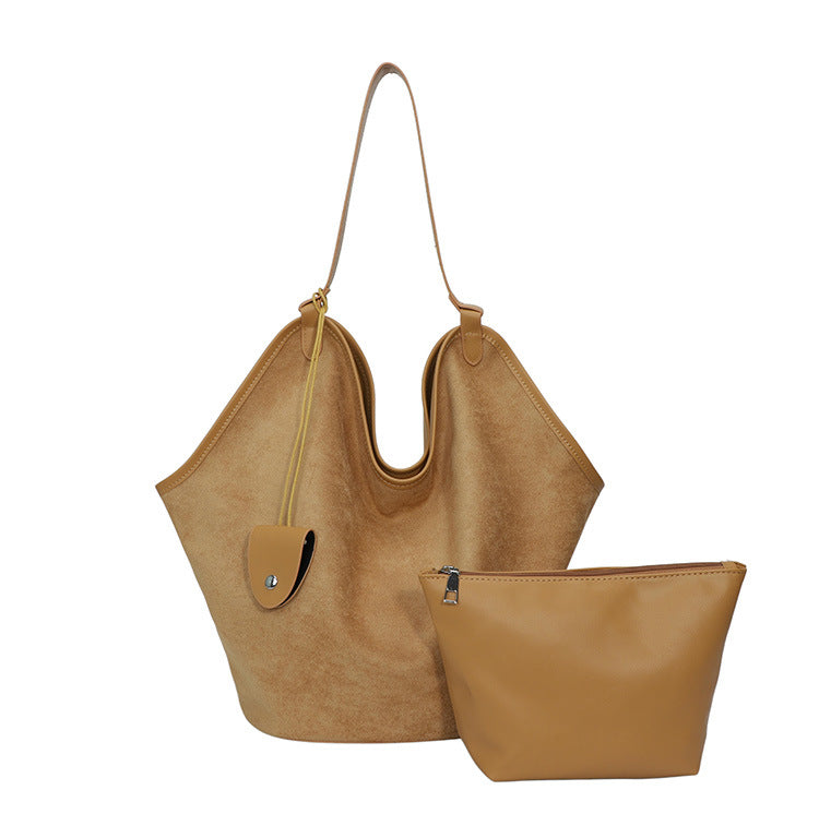 Women's Style Suede Underarm Fashion Commuter Large Tote Bag