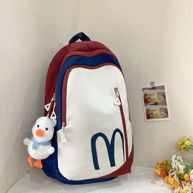 Female High American Retro Large Capacity Primary Leisure Backpack