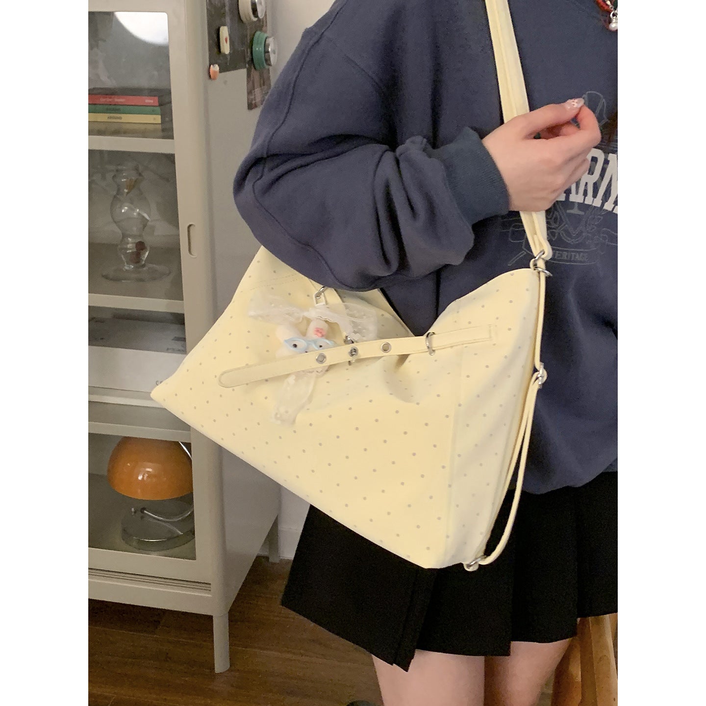 Women's Korean Underarm Commuter Polka Dot Tote Bag