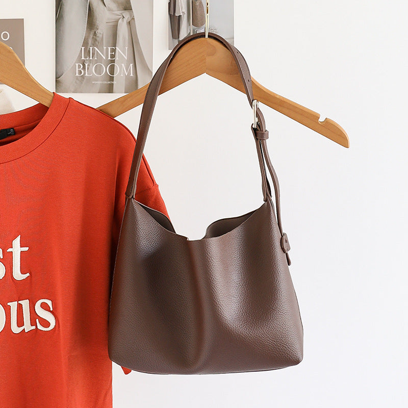 Women's Leather Underarm Niche Commuter Lychee Pattern Bags