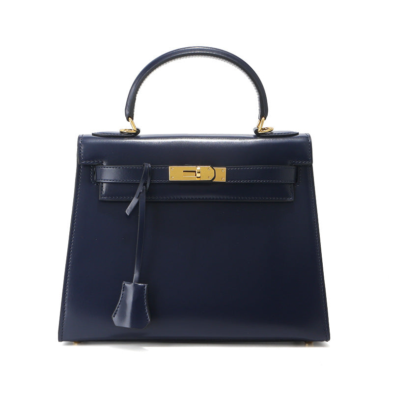 Women's Glossy Kelly Cowhide Leather Second Generation Large Capacity Women's Shoulder Bag