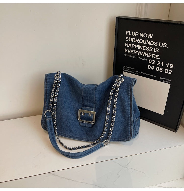 Women's Denim Fashion Large Capacity Chain High-grade Shoulder Bags