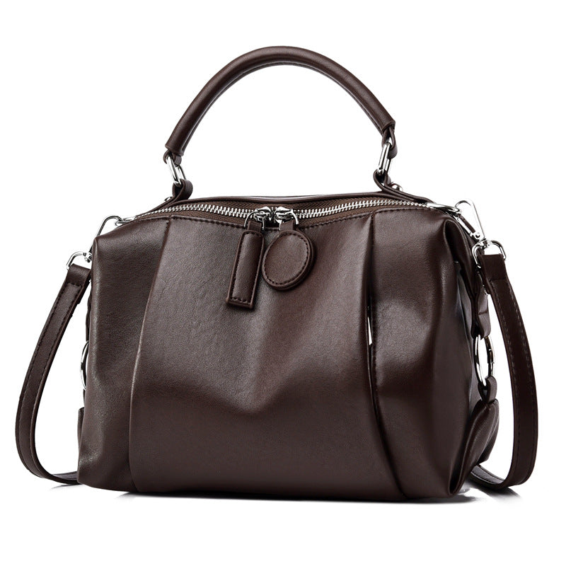 Women's Leather Tactile Feel Soft Fashionable Bright Commuter Pillow Retro Women's Shoulder Bag