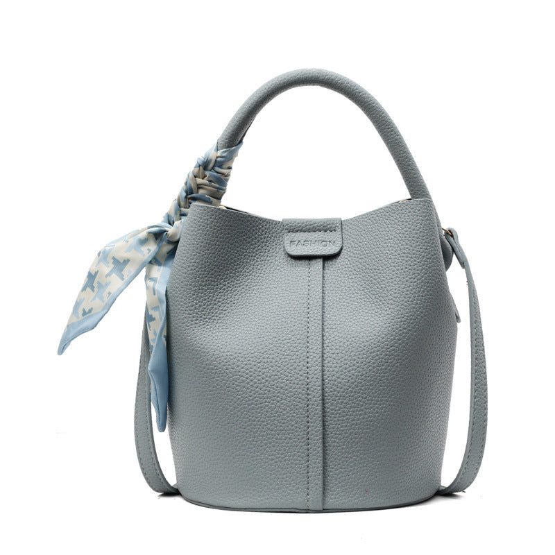Women's High-grade Lychee Pattern Scarf Hand Holding Bucket Bags