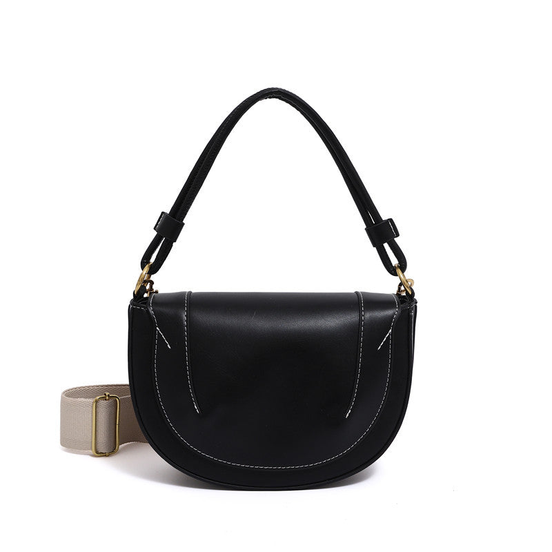 Women's Solid Color Saddle Trendy Retro Women's Handbag