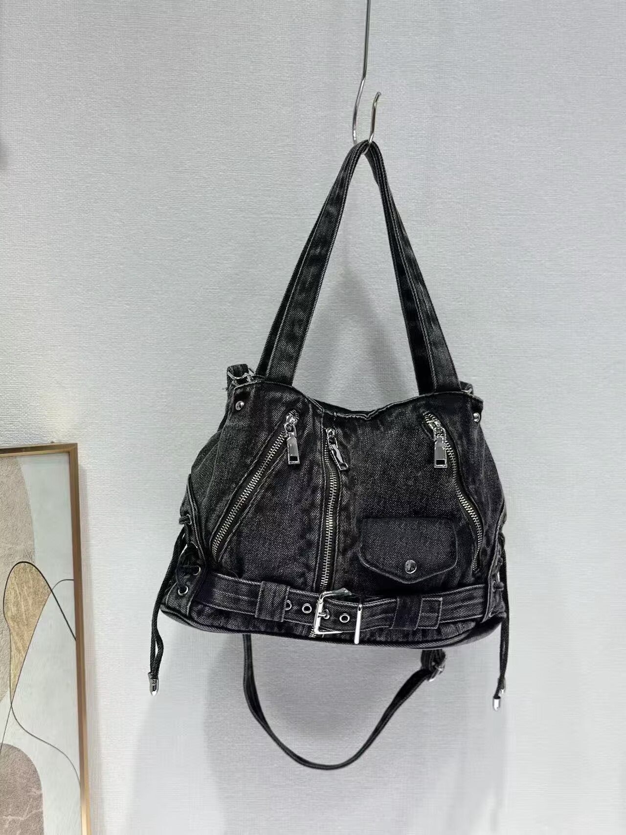 Fashion Denim Washed Punk Motorcycle Hot Top Bags