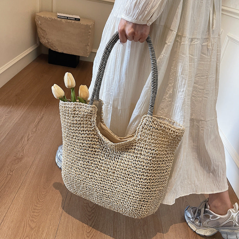 Hand-woven Cute Bow Beach Fashion Vacation Tote Bag