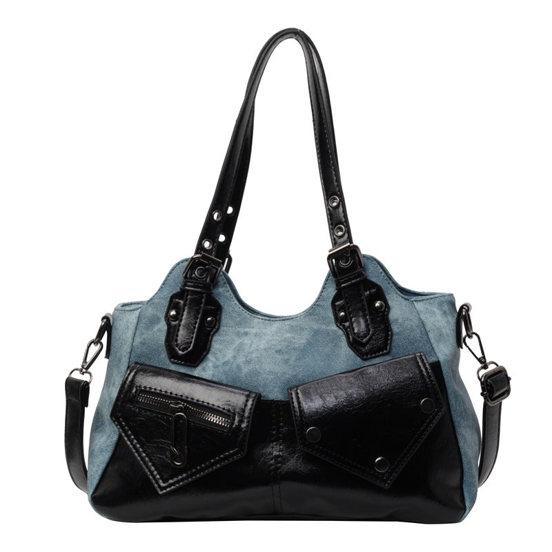 Women's Color Collision Design Spring Underarm Retro Style Large Capacity Tote Bag