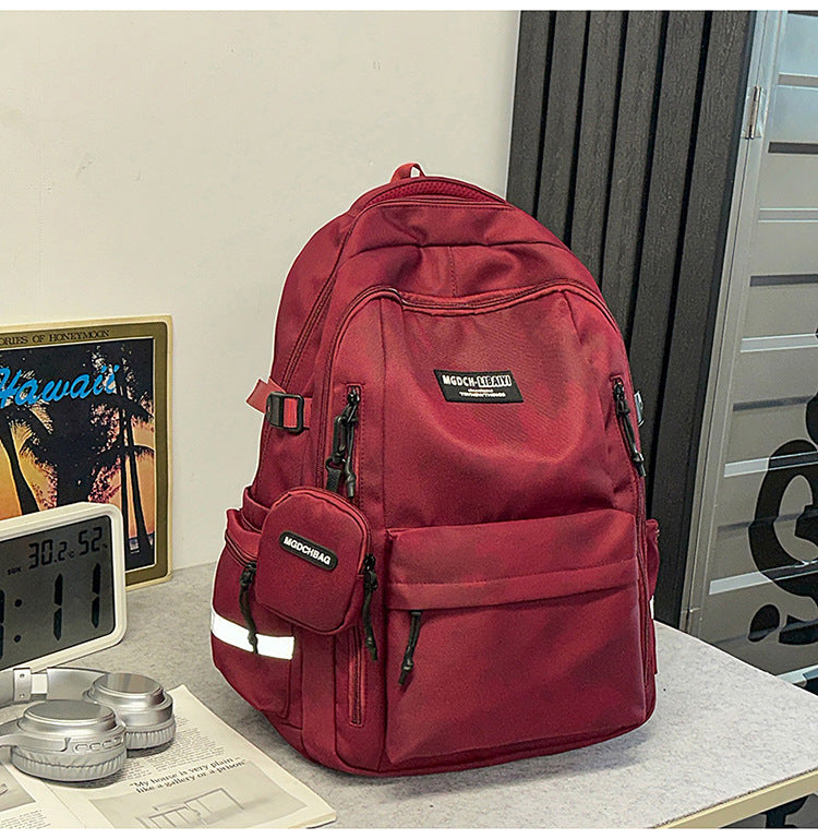 Couple Korean Style Solid Color College Leisure Backpack