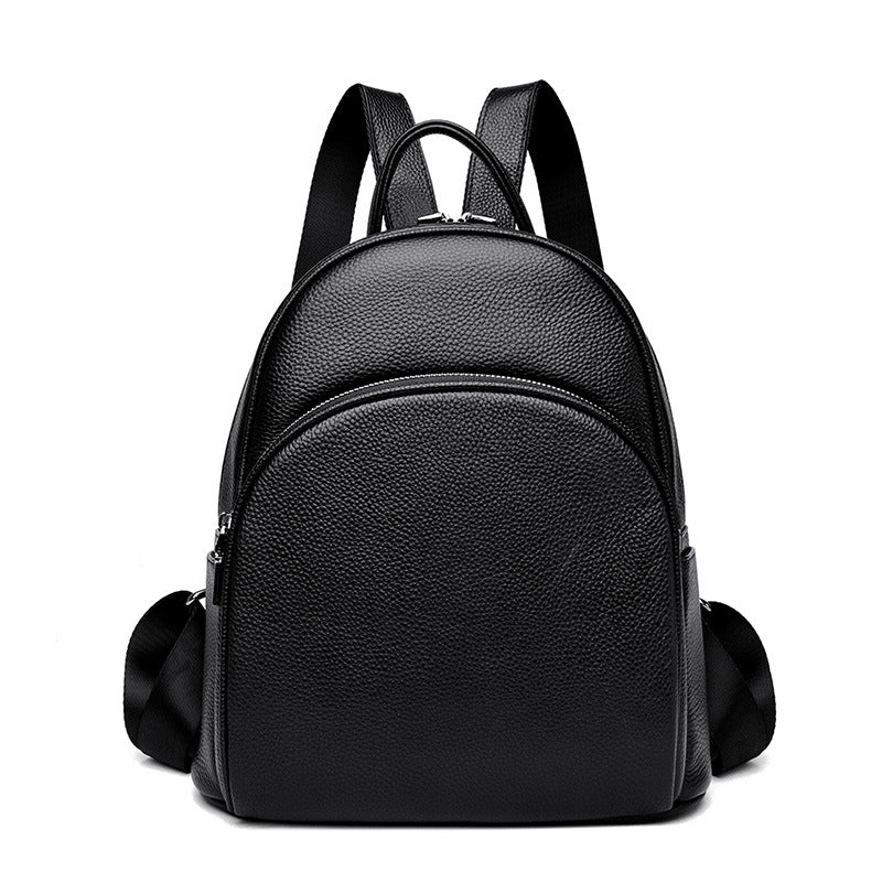 Women's First Layer Cowhide Large Capacity Simple Backpacks