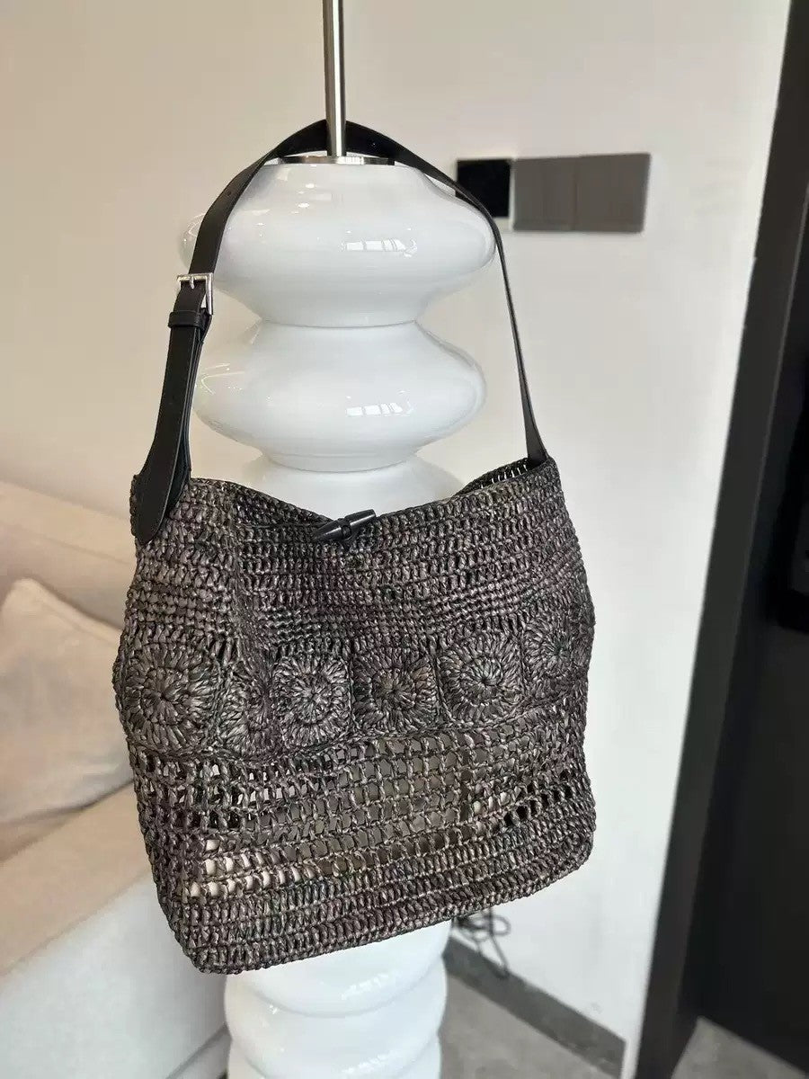 Crochet Woven Large Capacity Straw Hollow Tote Bag