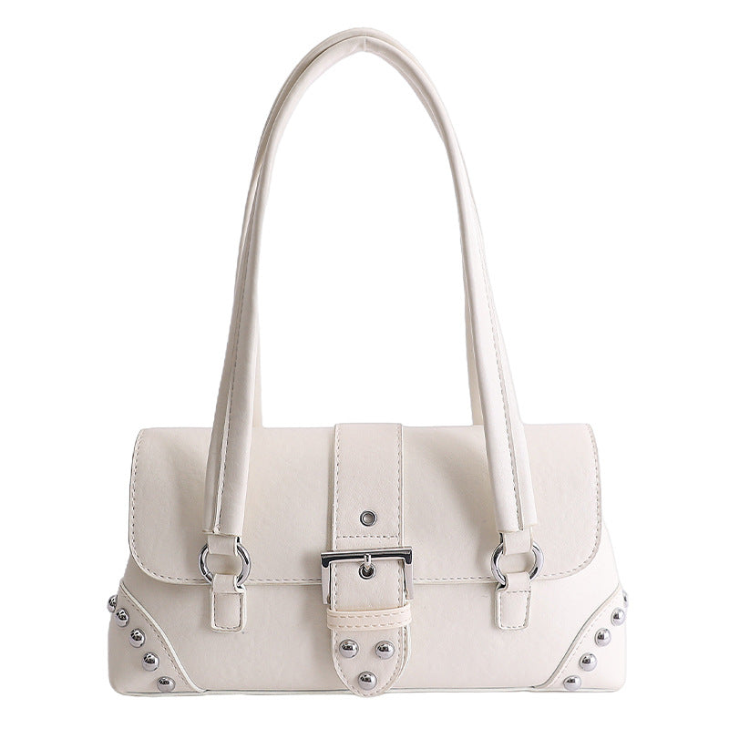 Niche Motorcycle Rivet Baguette Female Spring Fashion Large Capacity Daily Bags