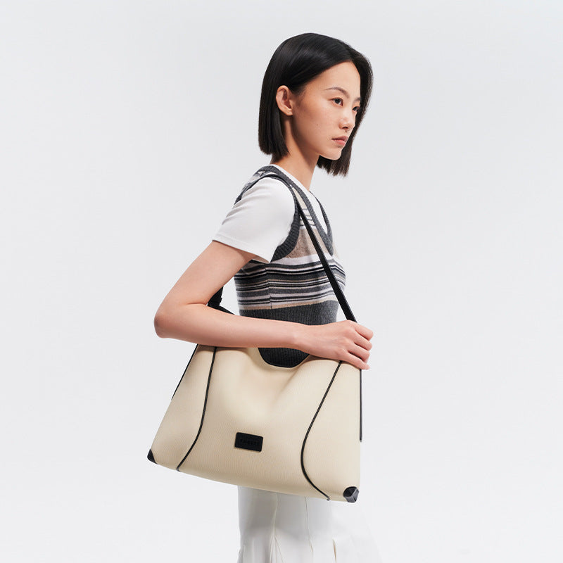 Oatmeal Soft Imitation Canvas Female Large Capacity Commuter High Bags