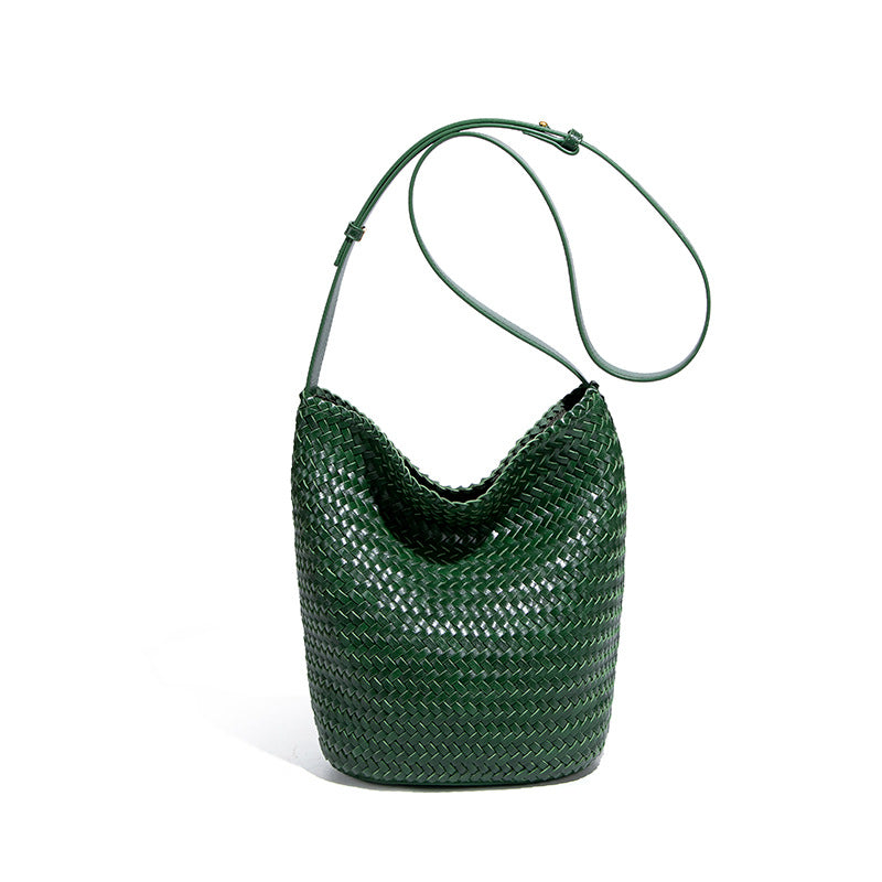 Women's Woven Commuter Idle Style Leisure Vacation Bucket Bag
