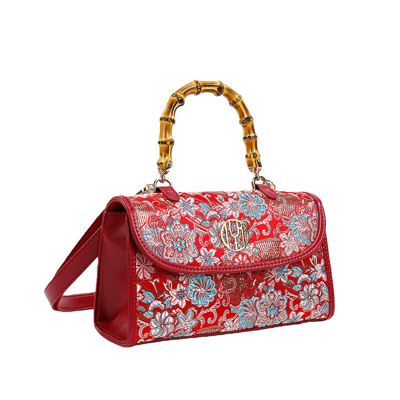 Women's Quality Cheongsam Leather Antique Vintage Boston Dinner Republic Of China Tote Bag