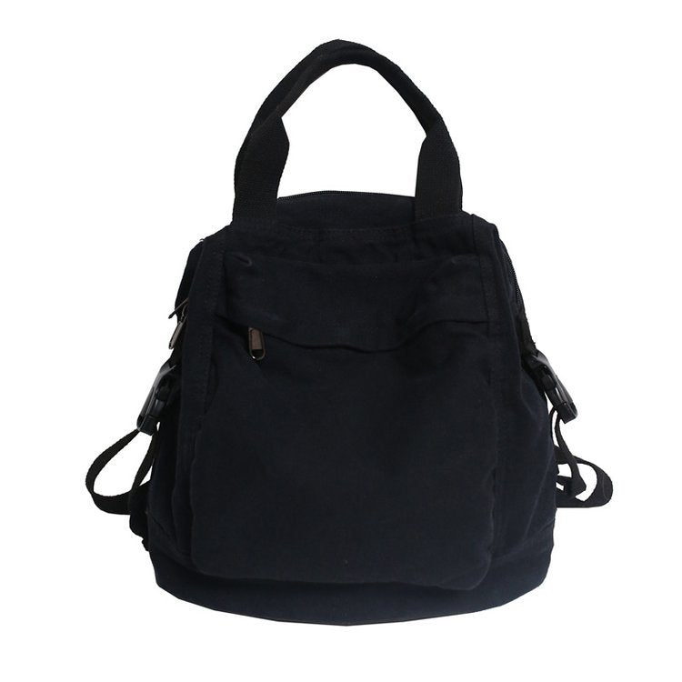 Solid Color Retro Nylon Female Style Simple Junior Backpacks