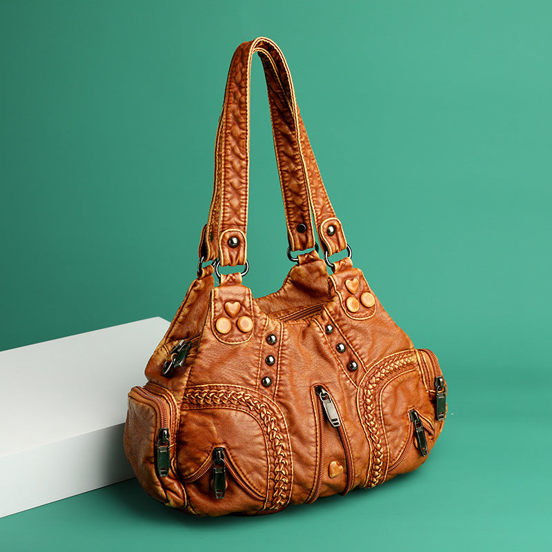 Women's Washed Soft Leather Mother Large Capacity Leisure Women's Handbag