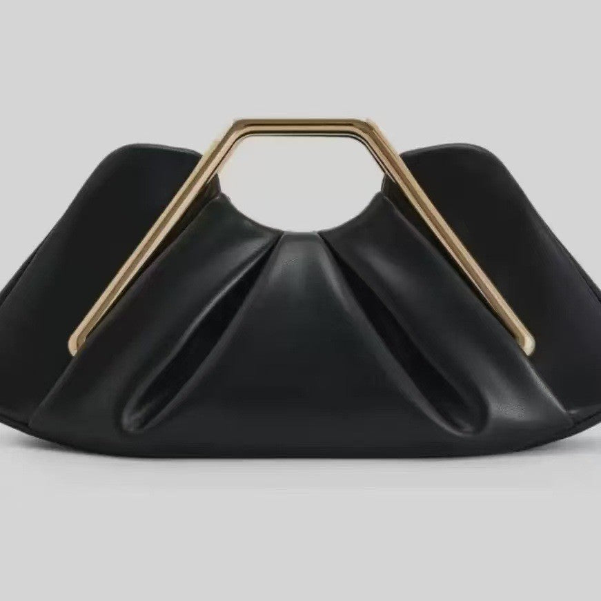 Women's Soft Leather Fashion Cloud Pleated Dinner Advanced Women's Handbag