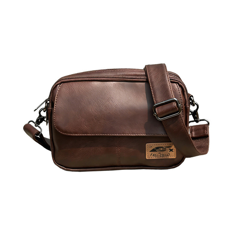 Korean Style Green Retro Fashion Leather Men's Messenger Bag