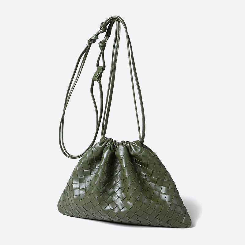 Women's Genuine Leather High-grade Light Luxury Sheepskin Woven Handmade Commuter Bags